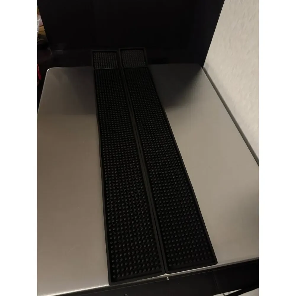 Noverlife 2 Pack Black Rubber Bar Spill Mats 23.5 x 3 Inch Non Slip Rail Mat